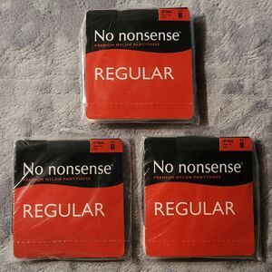 Vintage No Nonsense Regular Sheer Toe Pantyhose Size B Off Black M37 NOS ~3 Pair